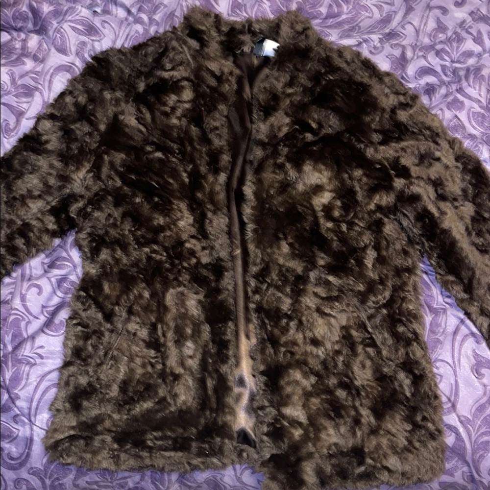 Luxurious Brown Faux Fur Coat